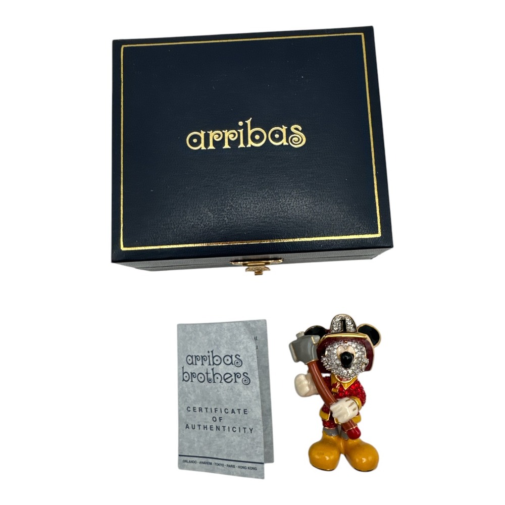 Disney Arribas Brothers Fireman Mickey Swarovski® Crystal Jeweled Figurine COA